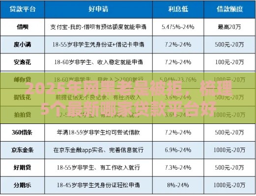 2025年网黑老是被拒，梳理5个最新哪家贷款平台好