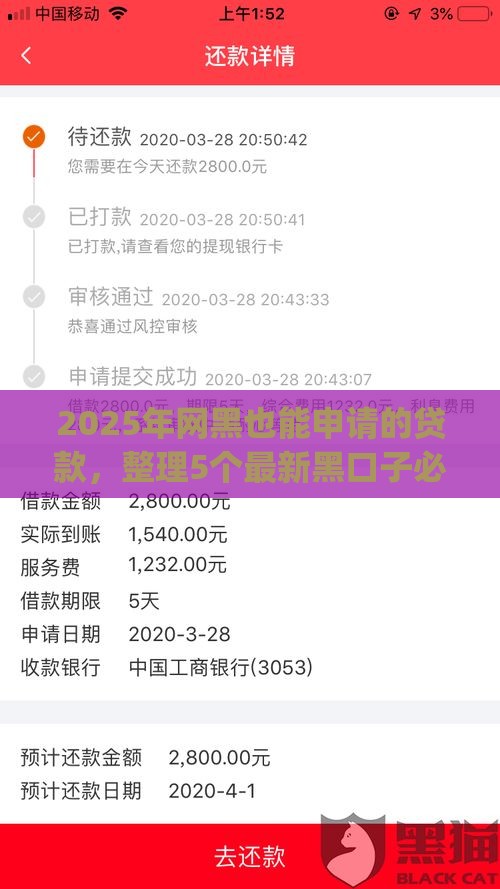 2025年网黑也能申请的贷款，整理5个最新黑口子必下款app