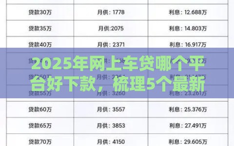 2025年网上车贷哪个平台好下款，梳理5个最新现在能借钱的平台