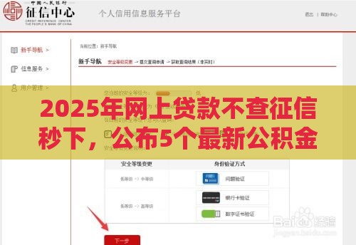 2025年网上贷款不查征信秒下，公布5个最新公积金贷款的平台