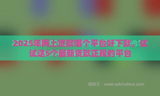 2025年网上贷款哪个平台好下款，试试这5个最新贷款正规的平台