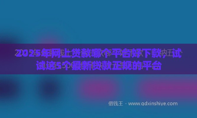 2025年网上贷款哪个平台好下款，试试这5个最新贷款正规的平台