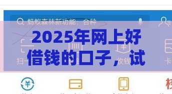 2025年网上好借钱的口子，试试这五个最新车抵押贷款平台好