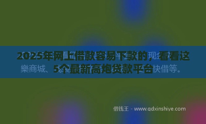 2025年网上借款容易下款的，看看这5个最新高炮贷款平台