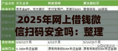 2025年网上借钱微信扫码安全吗：整理5个2025热门专门给黑户放款的平台及征信呆账相关