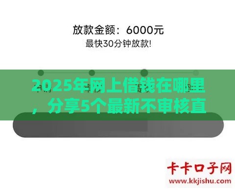 2025年网上借钱在哪里，分享5个最新不审核直接放款1000的口子