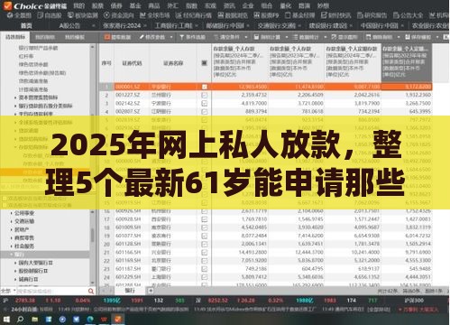 2025年网上私人放款，整理5个最新61岁能申请那些网贷平台