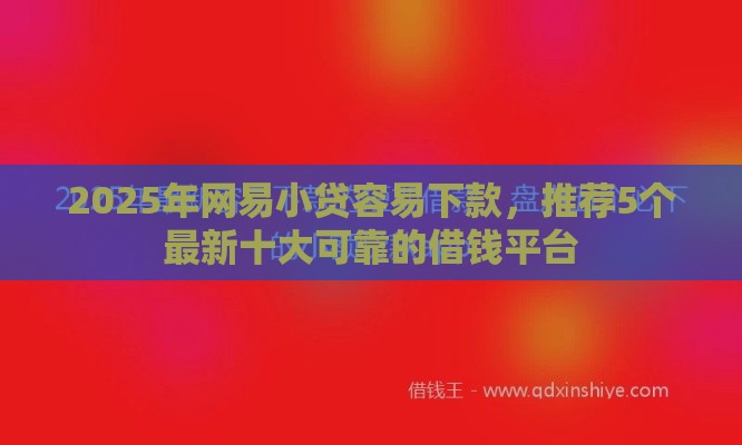 2025年网易小贷容易下款，推荐5个最新十大可靠的借钱平台
