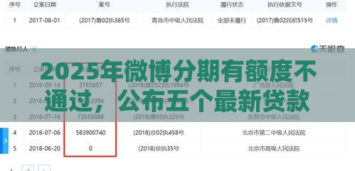2025年微博分期有额度不通过，公布五个最新贷款平台好贷