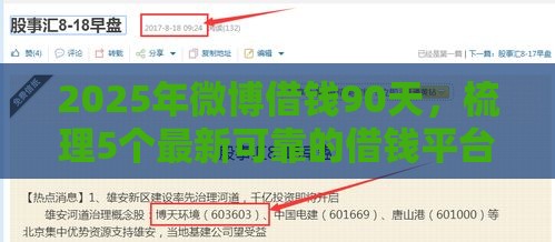 2025年微博借钱90天，梳理5个最新可靠的借钱平台