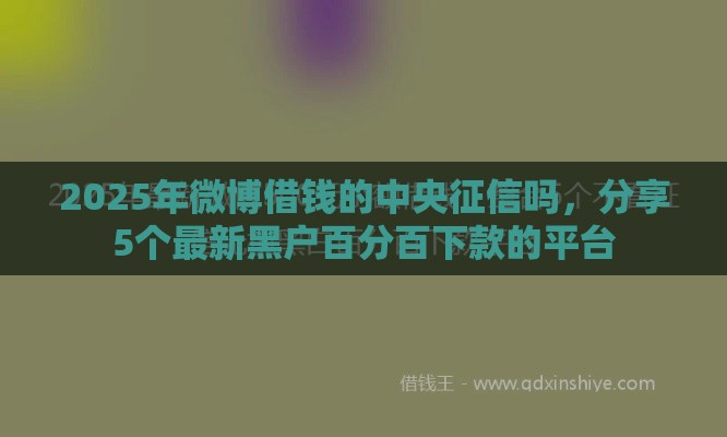 2025年微博借钱的中央征信吗，分享5个最新黑户百分百下款的平台
