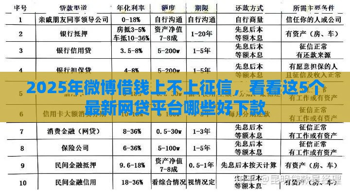 2025年微博借钱上不上征信，看看这5个最新网贷平台哪些好下款