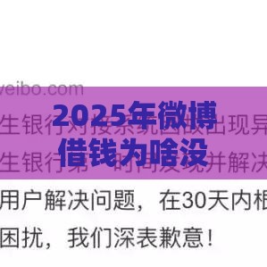 2025年微博借钱为啥没上征信，梳理五个最新小型贷款平台