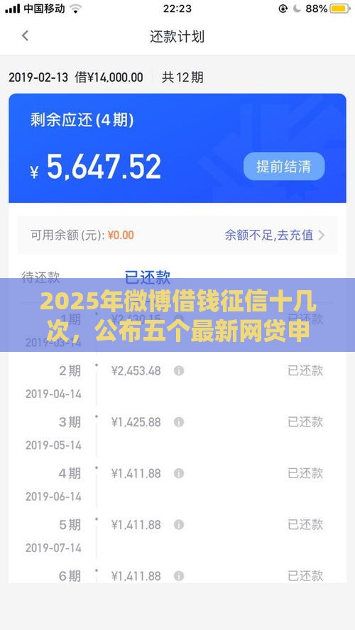 2025年微博借钱征信十几次，公布五个最新网贷申请平台