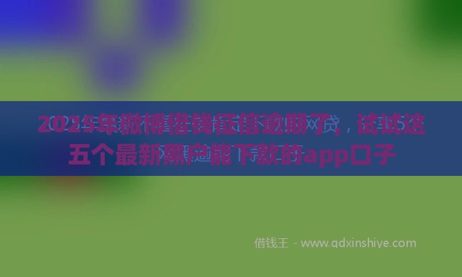 2025年微博借钱征信逾期了，试试这五个最新黑户能下款的app口子