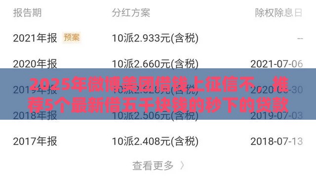 2025年微博美团借钱上征信不，推荐5个最新借五千块钱的秒下的贷款平台