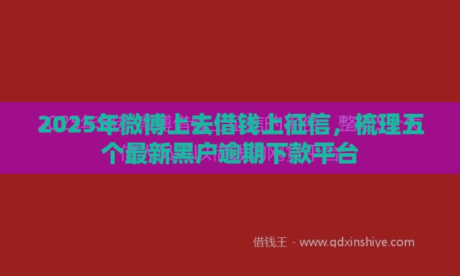 2025年微博上去借钱上征信，梳理五个最新黑户逾期下款平台