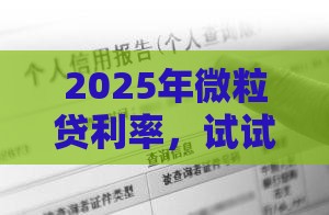 2025年微粒贷利率，试试这5个最新不上征信记录的贷款平台