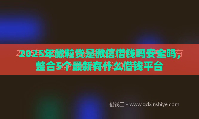 2025年微粒贷是微信借钱吗安全吗，整合5个最新有什么借钱平台