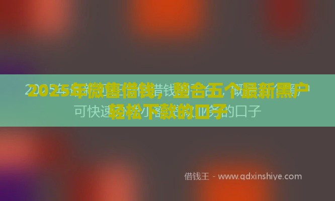 2025年微售借钱，整合五个最新黑户轻松下款的口子