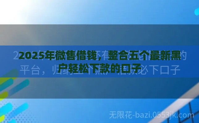 2025年微售借钱，整合五个最新黑户轻松下款的口子