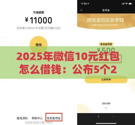 2025年微信10元红包怎么借钱：公布5个2025热门小微贷款平台