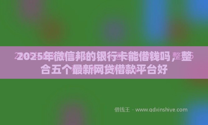 2025年微信邦的银行卡能借钱吗，整合五个最新网贷借款平台好
