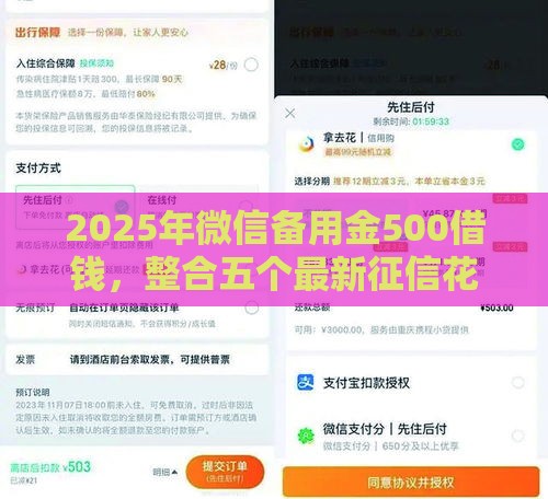 2025年微信备用金500借钱，整合五个最新征信花了能下款的平台