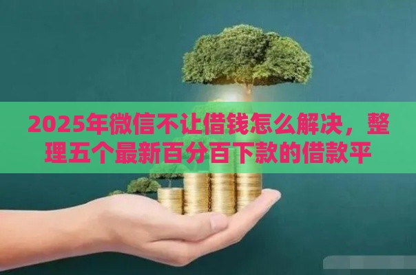 2025年微信不让借钱怎么解决，整理五个最新百分百下款的借款平台