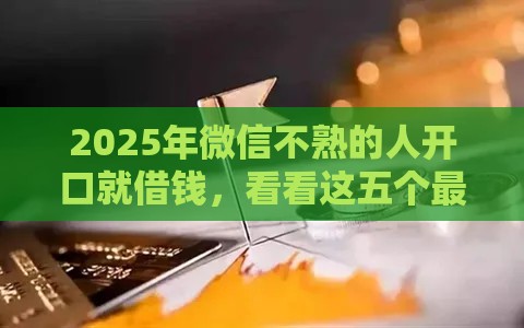 2025年微信不熟的人开口就借钱，看看这五个最新大数据黑了能借款的平台