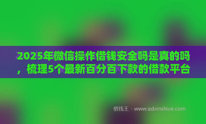 2025年微信操作借钱安全吗是真的吗，梳理5个最新百分百下款的借款平台