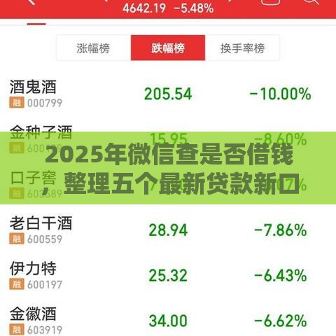 2025年微信查是否借钱，整理五个最新贷款新口子