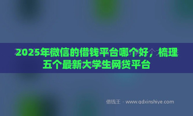 2025年微信的借钱平台哪个好，梳理五个最新大学生网贷平台