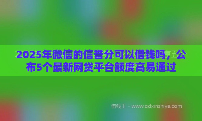 2025年微信的信誉分可以借钱吗，公布5个最新网贷平台额度高易通过