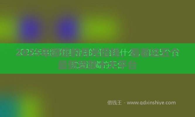 2025年微信的月光借钱，看看这五个最新贷款十大平台
