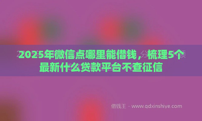 2025年微信点哪里能借钱，梳理5个最新什么贷款平台不查征信