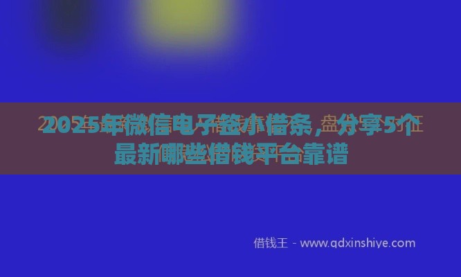 2025年微信电子签小借条，分享5个最新哪些借钱平台靠谱