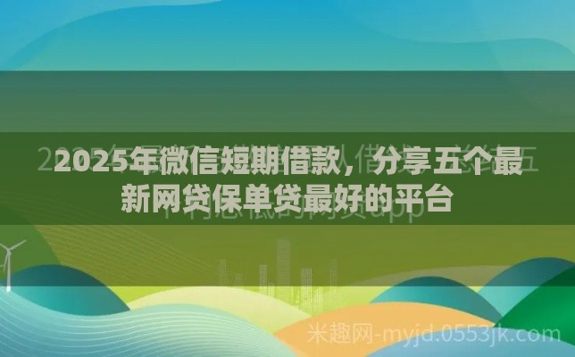 2025年微信短期借款，分享五个最新网贷保单贷最好的平台