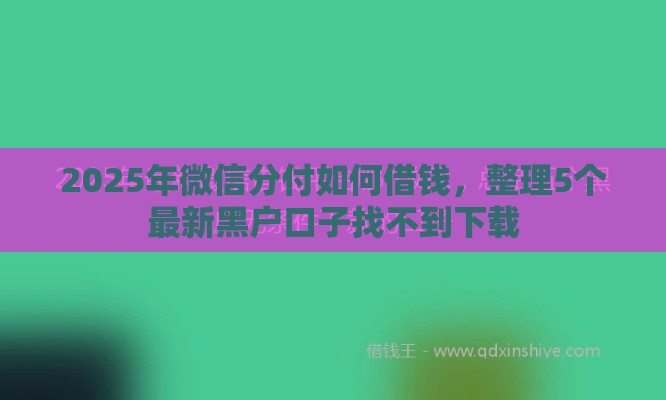 2025年微信分付如何借钱,整理5个最新黑户口子找不到下载 2025年微信分付如何借钱,整理5个最新黑户口子找不到下载