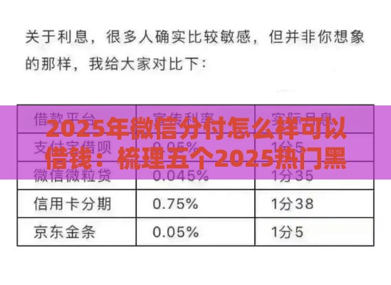 2025年微信分付怎么样可以借钱：梳理五个2025热门黑户平台能借款