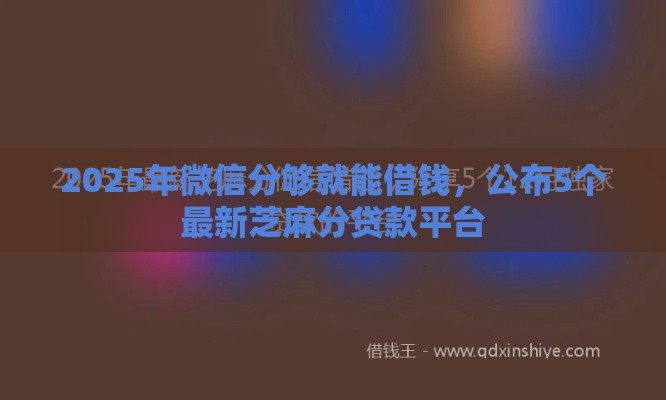 2025年微信分够就能借钱，公布5个最新芝麻分贷款平台