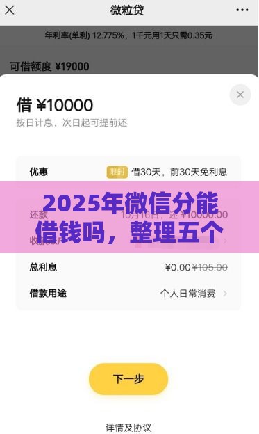 2025年微信分能借钱吗，整理五个最新黑名单可以贷款的平台