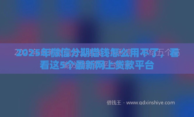 2025年微信分期借钱怎么用不了，看看这5个最新网上贷款平台