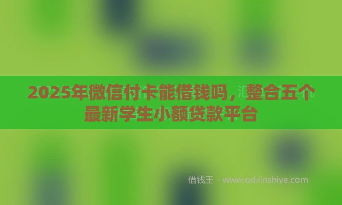 2025年微信付卡能借钱吗，整合五个最新学生小额贷款平台