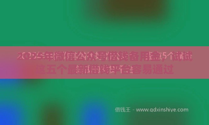 2025年微信公众号借钱备用金，试试这五个最新借钱平台容易通过