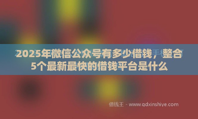 2025年微信公众号有多少借钱，整合5个最新最快的借钱平台是什么