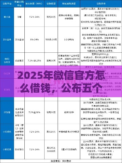 2025年微信官方怎么借钱，公布五个最新上海网贷是平台