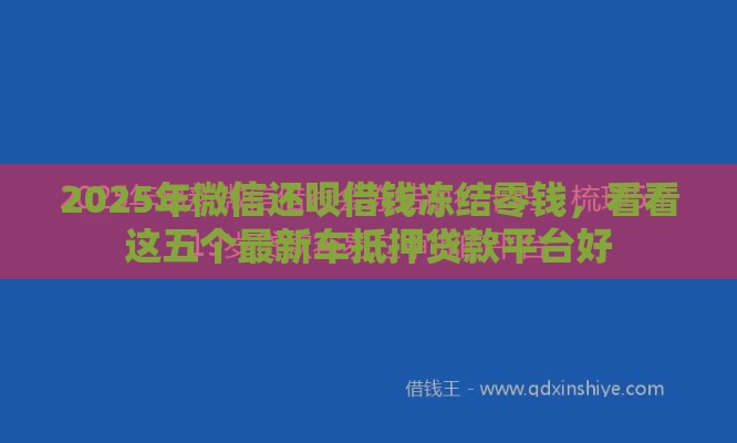 2025年微信还呗借钱冻结零钱，看看这五个最新车抵押贷款平台好