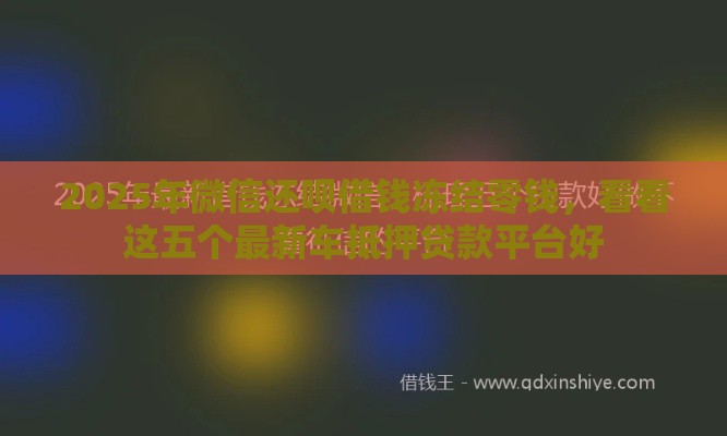 2025年微信还呗借钱冻结零钱，看看这五个最新车抵押贷款平台好