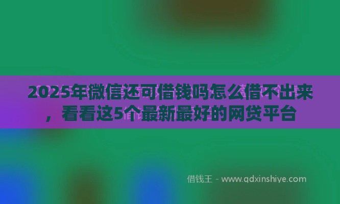 2025年微信还可借钱吗怎么借不出来，看看这5个最新最好的网贷平台